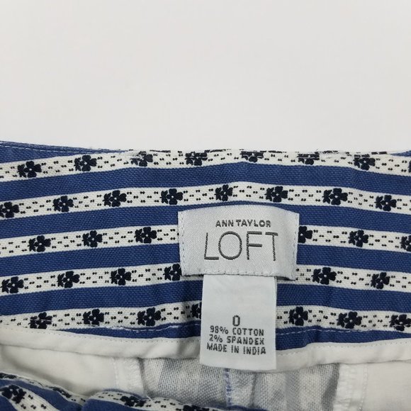 LOFT Ann Taylor Striped Floral Capri Pants Size 0 - Picture 5 of 8